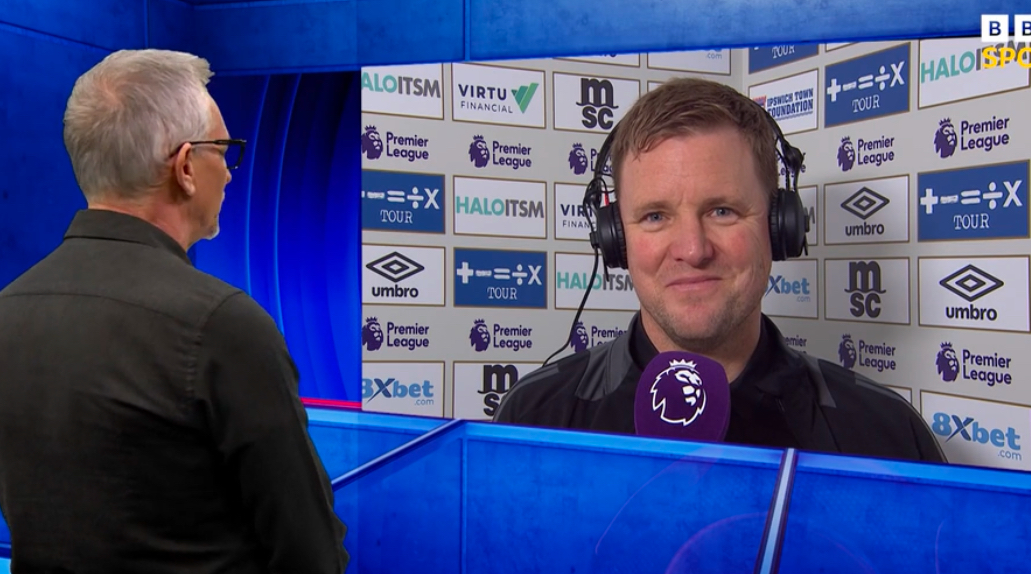 Howe speaks to Gary Lineker after 4-0 win over Ipswich - Brilliant from the boss