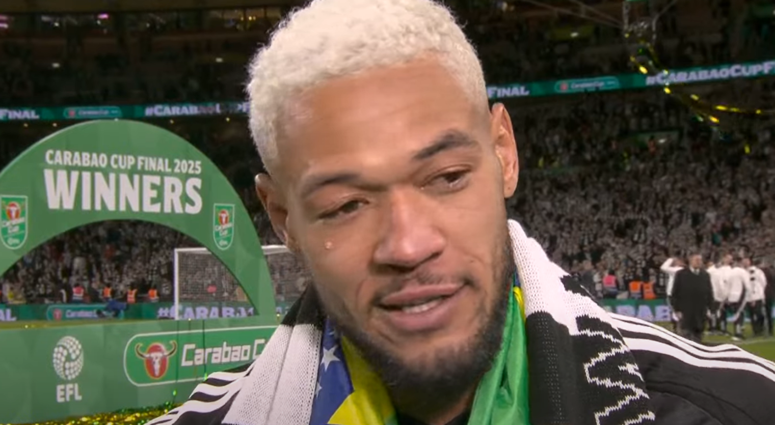 Joelinton in tears during powerful Newcastle United interview - "I love him"